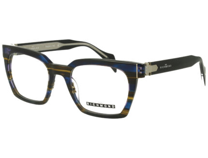 STRIPED BROWN/BLUE FRONT BLACK/XTAL TEMPLE PLASTIC FRAME