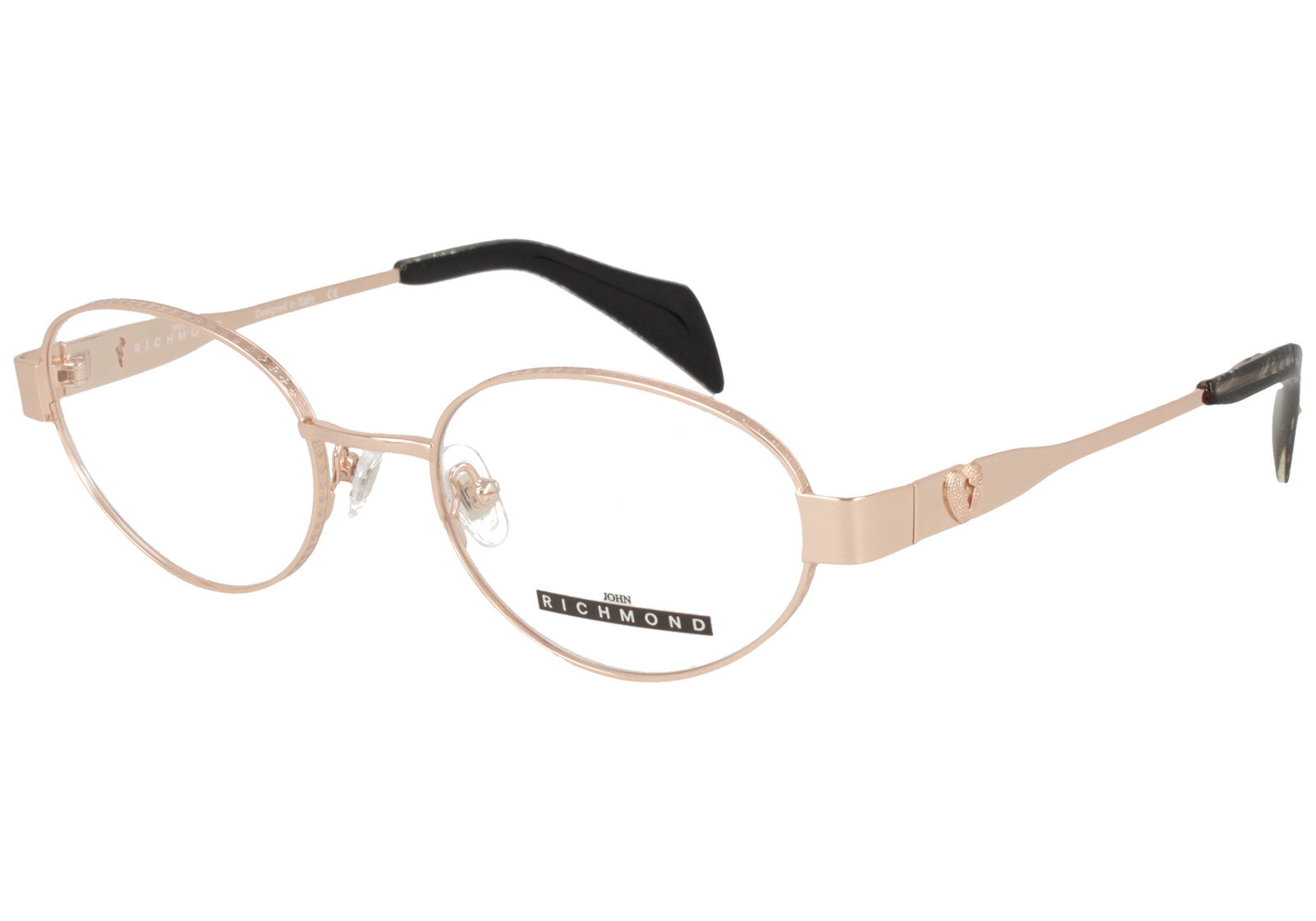 John Richmond RIV.252.14 SHINY PINK GOLD FRONT/TEMPLE BLK GLITTER SNAKE ETIPS METAL FRAME
