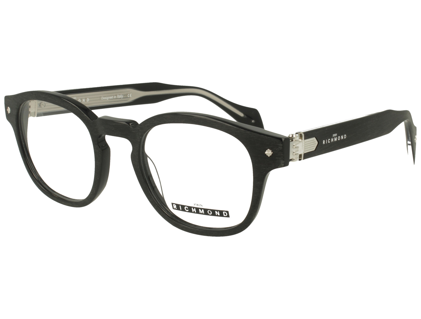 John Richmond RIV.254.01 BLACK MATT EFF WOOD FRONT BLACK MATT EFF WOOD/XTAL TEMPLE PLASTIC FRAME