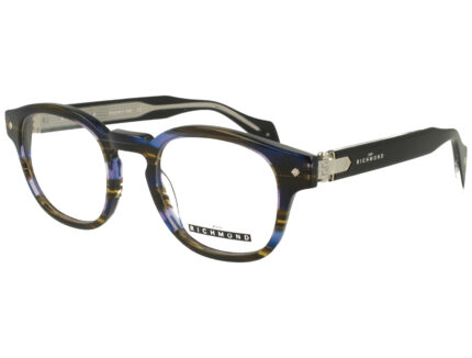 STRIPED BROWN/BLUE FRONT BLACK/XTAL TEMPLE PLASTIC FRAME