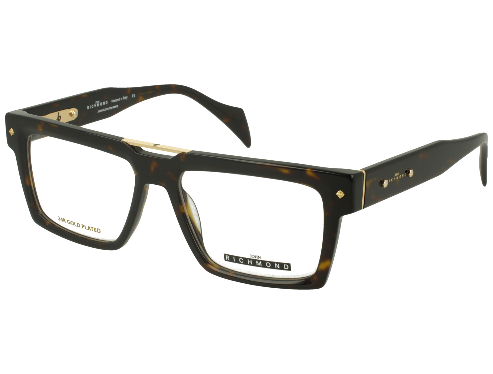 John Richmond RIV.257.16 DARK AVANA FRONT AND TEMPLE + 24K GOLD PLATED PLASTIC FRAME