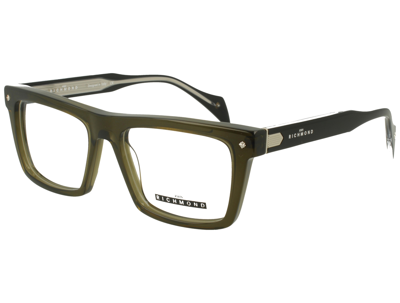 John Richmond RIV.258.07 XTAL DARK OLIVE FRONT BLACK/XTAL TEMPLE PLASTIC FRAME