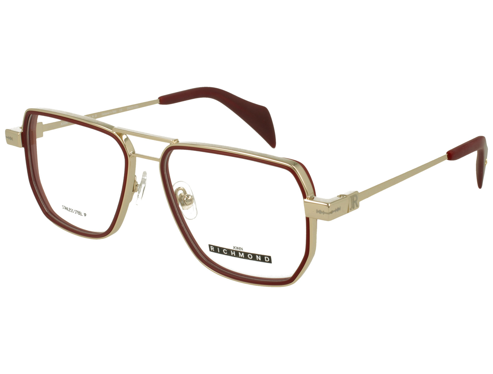 John Richmond RIV.262.12 SHINY GOLD FRONT FULL BORDEAUX MATT AC FRONT/ETIP METAL FRAME