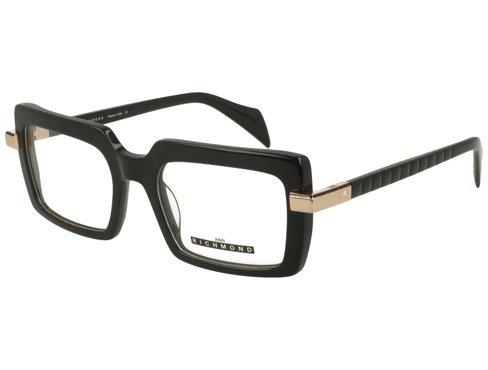 John Richmond RIV.266.00 BLACK FRONT AND TEMPLE PLASTIC FRAME