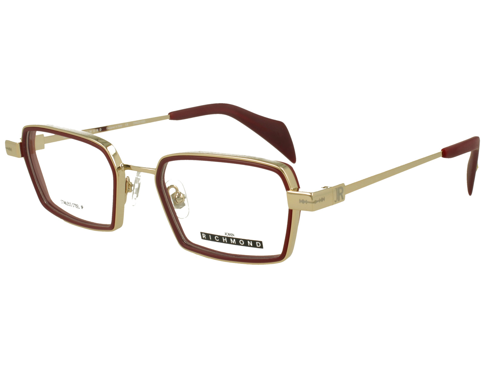 John Richmond RIV.267.12 SHINY GOLD FRONT FULL BORDEAUX MATT AC FRONT/ETIP METAL FRAME